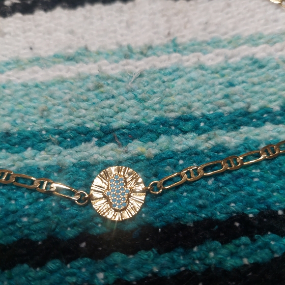 Gold Plated Hamsa Chain Necklace - Picture 3 of 8